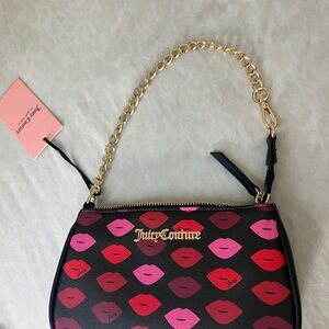 Juicy Couture Black Bag with Pink and Red Lip Print